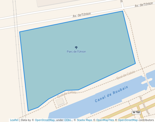 walking in Parc de l'Union map in Roubaix