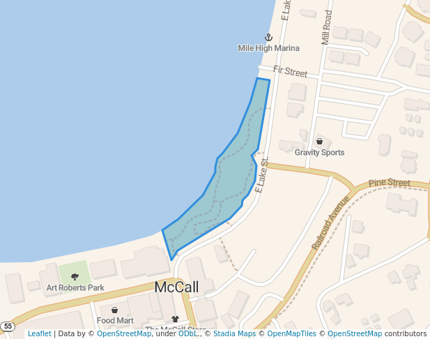 walking in Legacy Park map in McCall