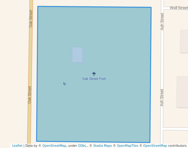 walking in Oak Street Park map in North Bend