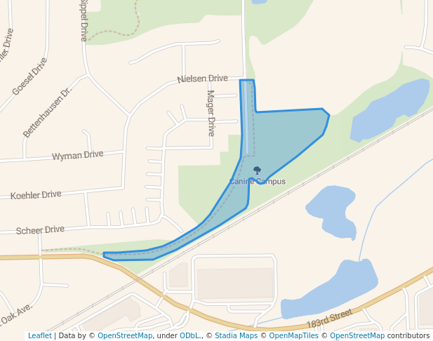 walking in Canine Campus map in Tinley Park