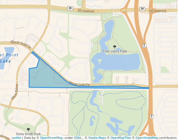 walking in Aileen Faller Park map in Leduc
