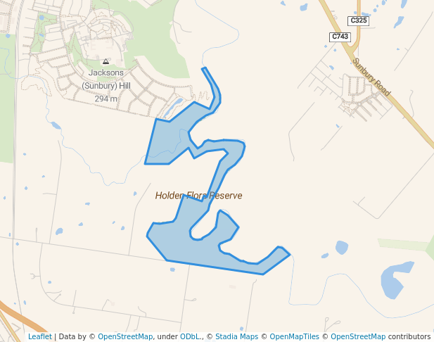 walking in Holden Flora Reserve map in Sunbury