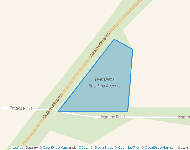 walking in Twin Dams Bushland Reserve map in Ultima