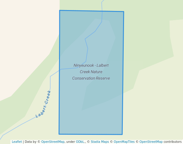 walking in Ninyeunook - Lalbert Creek Nature Conservation Reserve map in Jeruk