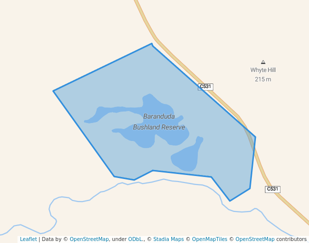 walking in Baranduda Bushland Reserve map in Ebden