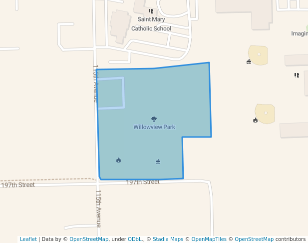 walking in Willowview Park map in Mokena