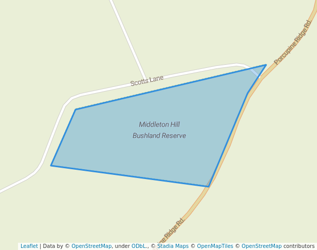 walking in Middleton Hill Bushland Reserve map in Musk