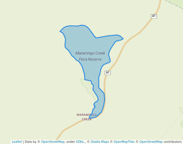 walking in Maramingo Creek Flora Reserve map in Genoa