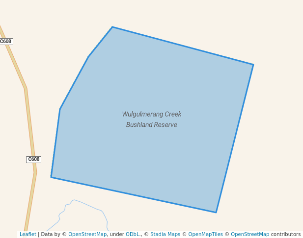 walking in Wulgulmerang Creek Bushland Reserve map in Yalmy