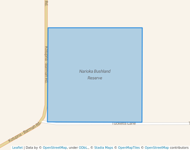 walking in Narioka Bushland Reserve map in Barmah