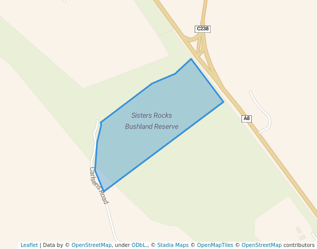 walking in Sisters Rocks Bushland Reserve map in Pomonal