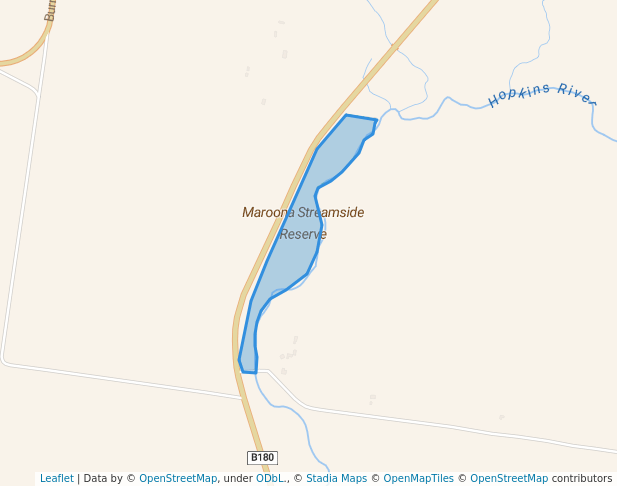 walking in Maroona Streamside Reserve map in Dobie