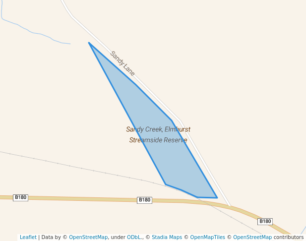 walking in Sandy Creek, Elmhurst Streamside Reserve map in Elmhurst