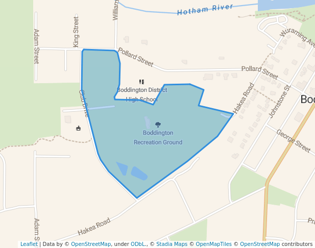 walking in Boddington Recreation Ground map in Boddington