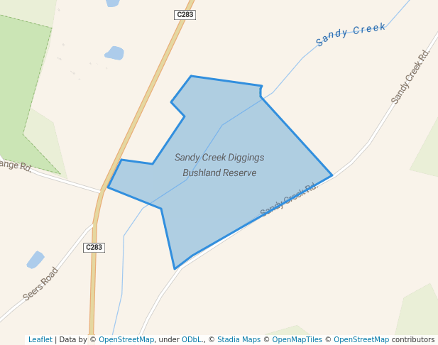 walking in Sandy Creek Diggings Bushland Reserve map in Sandon
