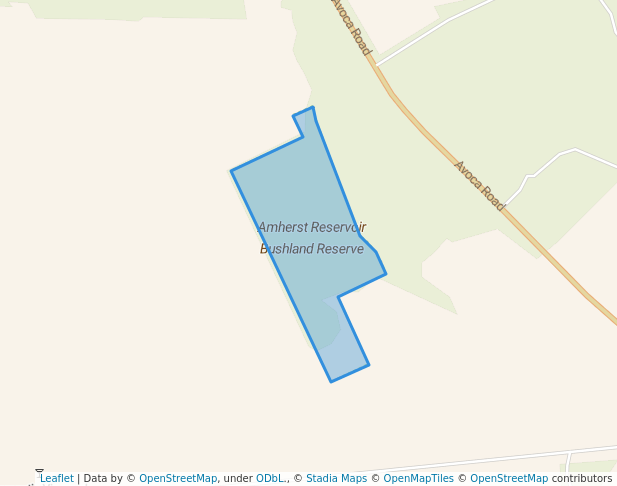 walking in Amherst Reservoir Bushland Reserve map in Dunach