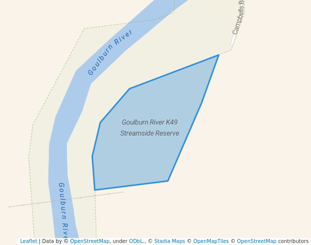 walking in Goulburn River K49 Streamside Reserve map in Moorilim