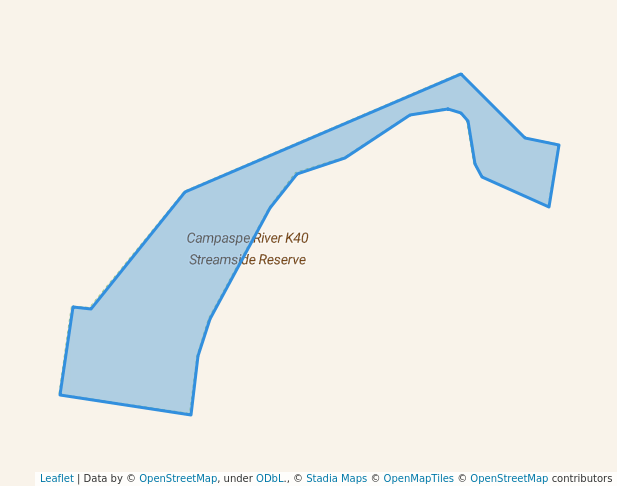 walking in Campaspe River K40 Streamside Reserve map in Goornong