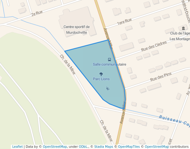 walking in Parc Lions map in Murdochville