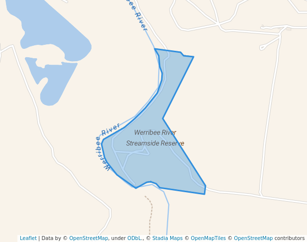 walking in Werribee River Streamside Reserve map in Mambourin