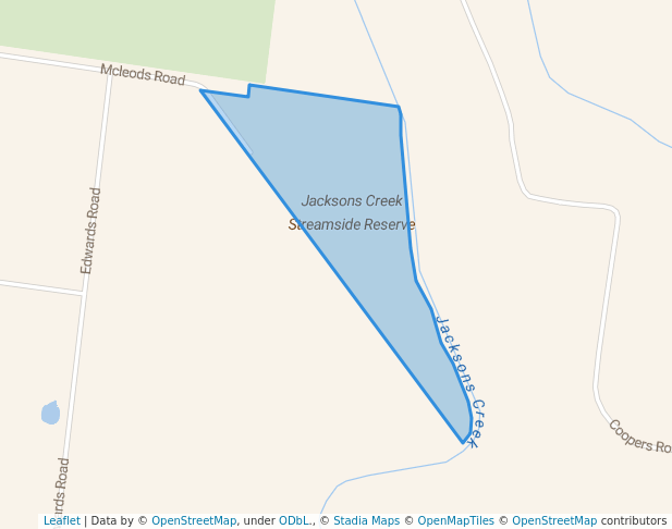 walking in Jacksons Creek Streamside Reserve map in Diggers Rest