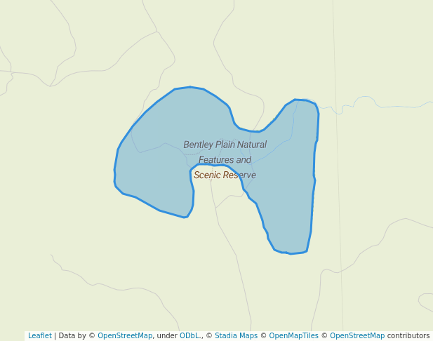 walking in Bentley Plain Natural Features and Scenic Reserve map in Bindi