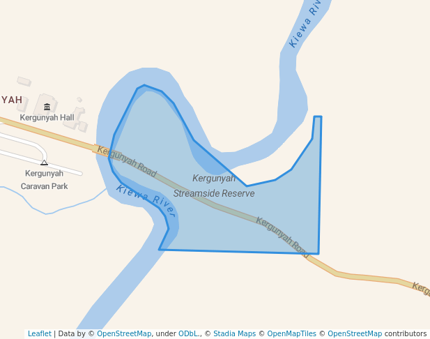 walking in Kergunyah Streamside Reserve map in Ebden