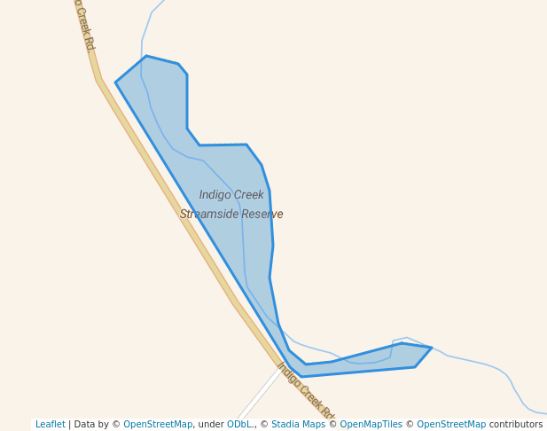 walking in Indigo Creek Streamside Reserve map in Barnawartha