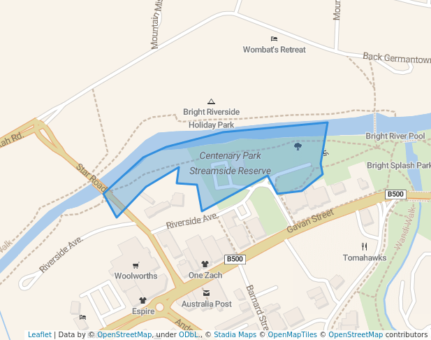 walking in Centenary Park Streamside Reserve map in Smoko