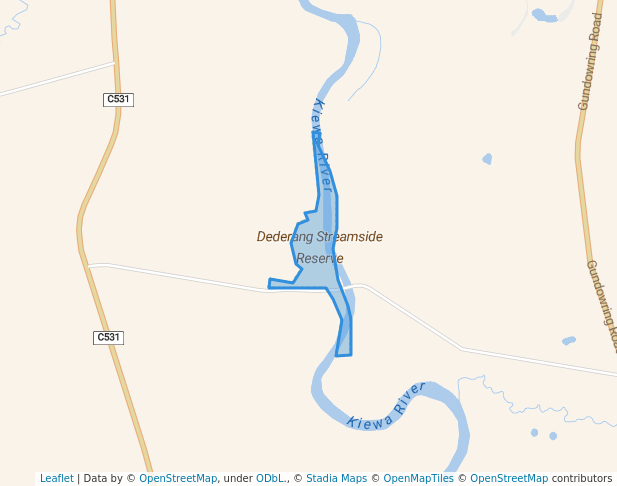 walking in Dederang Streamside Reserve map in Ebden