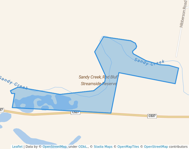 walking in Sandy Creek, Red Bluff Streamside Reserve map in Charleroi