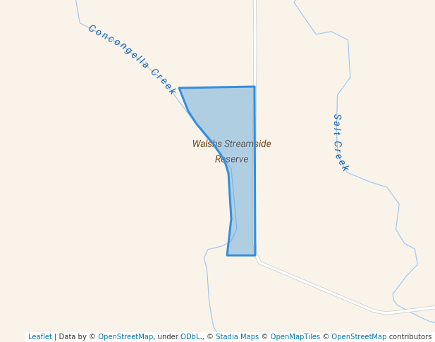 walking in Walshs Streamside Reserve map in Navarre