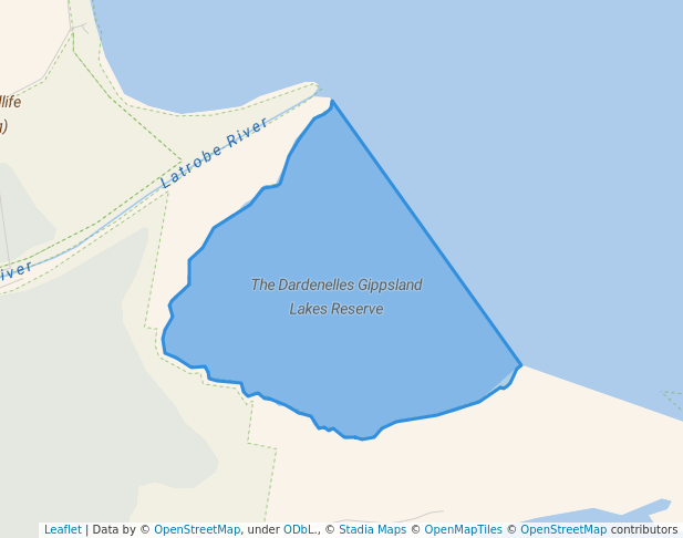 walking in The Dardenelles Gippsland Lakes Reserve map in Lake Wellington