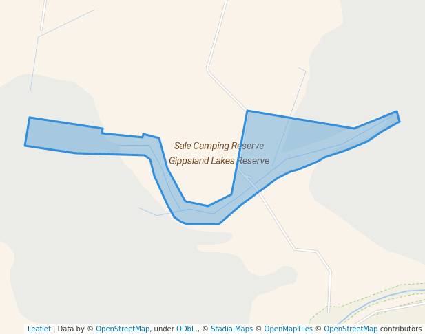 walking in Sale Camping Reserve Gippsland Lakes Reserve map in Lake Wellington
