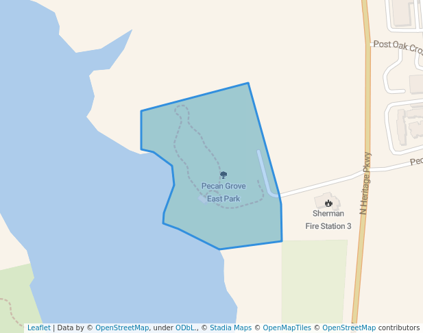 walking in Pecan Grove East Park map in Sherman