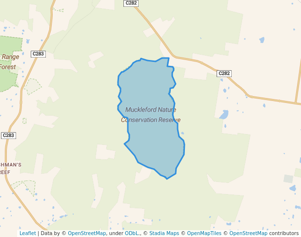 walking in Muckleford Nature Conservation Reserve map in Maldon