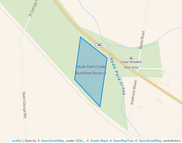 walking in Hyde Park Creek Bushland Reserve map in Great Western