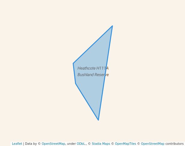 walking in Heathcote H111A Bushland Reserve map in Argyle