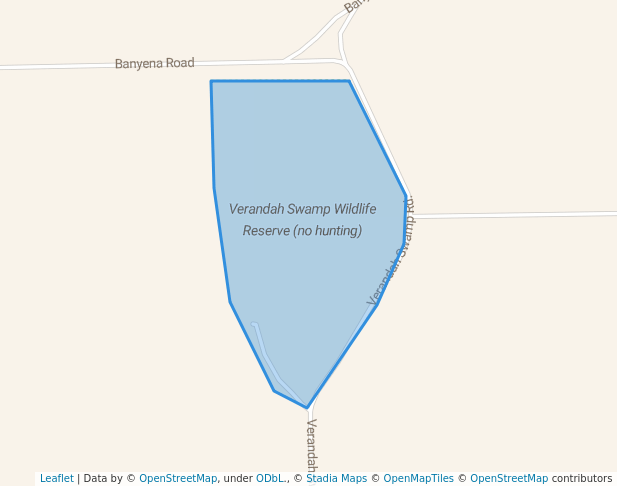 walking in Verandah Swamp Wildlife Reserve (no hunting) map in Pimpinio