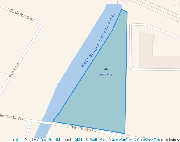 walking in Lions Park map in Winfield