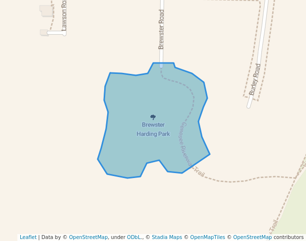 walking in Brewster Harding Park map in Rochester