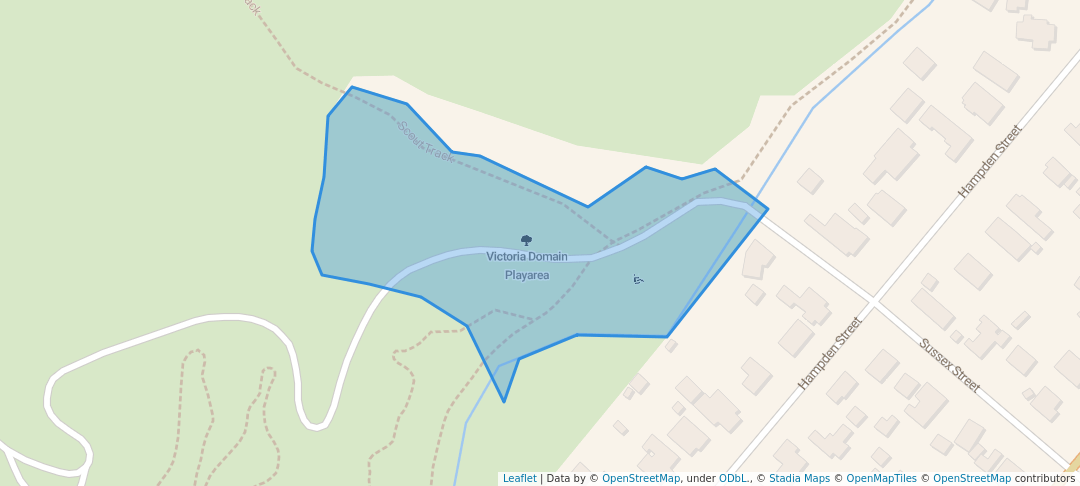 walking in Victoria Domain Playarea map in Picton