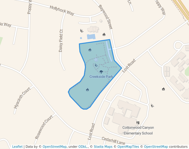 walking in Creekside Park map in Lake Elsinore