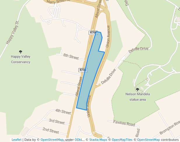 walking in Union Avenue Park map in Bloemfontein