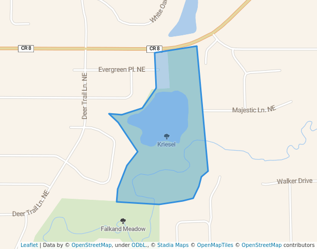 walking in Kriesel map in Owatonna