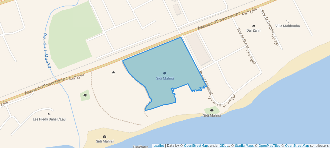 walking in Sidi Mahrsi map in Nabeul‎