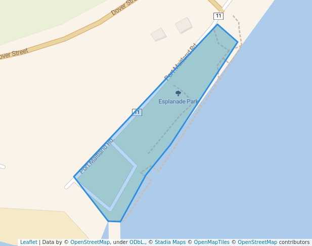 walking in Esplanade Park map in Port Maitland
