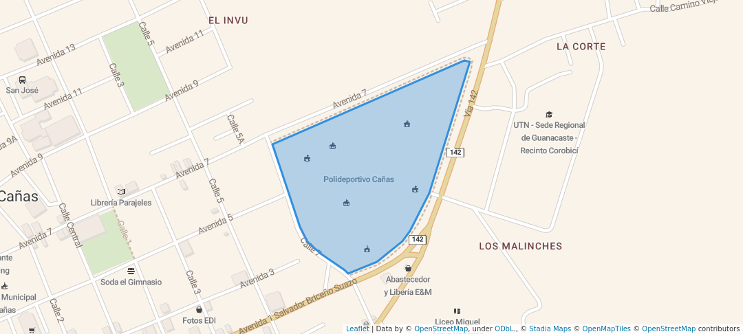 walking in Parque Polideportivo de Cañas map in Canas