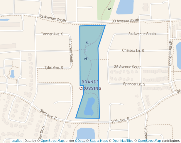 walking in Brandt Crossing Park map in Fargo