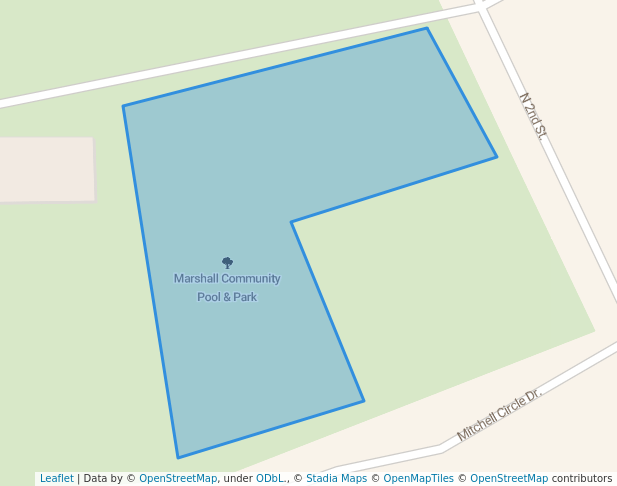 walking in Marshall Community Pool & Park map in Marshall